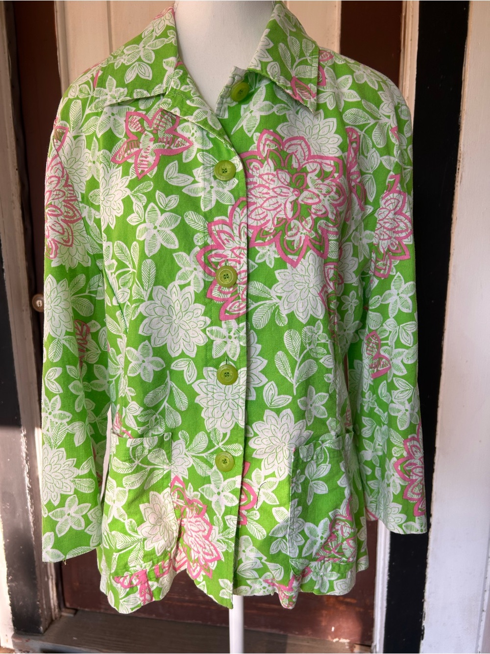 Duck Head Vintage 90s Y2K Floral Button Up Blouse Lightweight Chore Jacket M